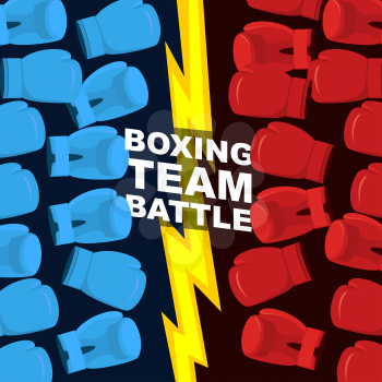 Boxing team battle. Blue and Red boxing gloves. Vector illustration