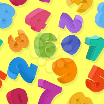 Background of colored numbers. Seamless pattern numbers for children. Vector illustration
