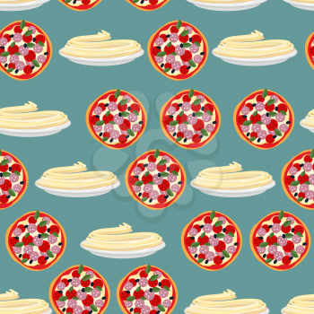 Pizza and pasta-national food of Italy Seamless pattern. Vector background food