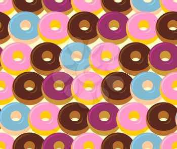 Donuts seamless pattern. Chocolate and strawberry desserts. Sweets vector ornament
