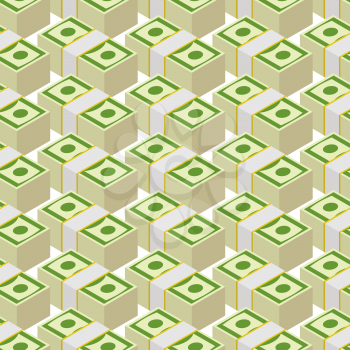 Bundle money seamless pattern. Cash dollars, vector background.
