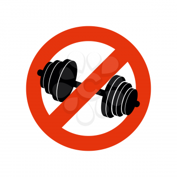Stop bodybuilding. Ban sport. Prohibiting sign for fitness. Red strikethrough.
