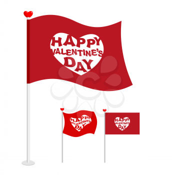 Red flag for Valentines day. Logo for holiday heart, Pierce arrow of Cupid. Standard for holiday lovers.
