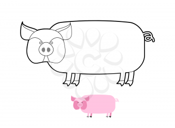 Pig coloring book. Vector illustration of farm animals
