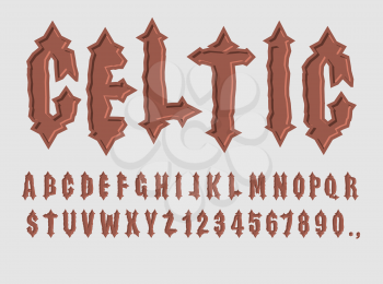 Celtic font. ancient alphabet. Set of letters and numbers. Old letter alphabet
