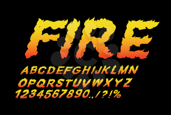Fire font. Flame ABC. Fiery letters. Burning alphabet. Hot typography. blaze lettring