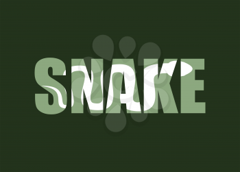 Snake. Silhouette of reptiles in text. Long poisonous reptile and Typography. Palet and animal characters
