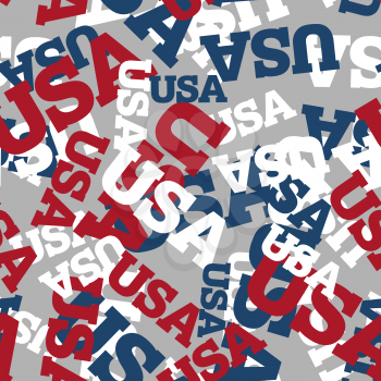 USA seamless pattern. National background. American texture. Patriotic ornament for America. United States America text pattern. Fabric texture
