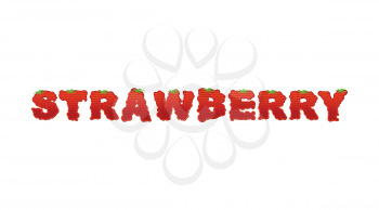 Strawberry typography. Letters of ripe red berries. blushing lettering fresh fruit
