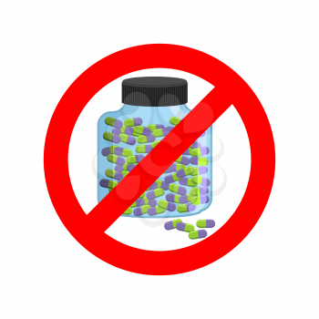 Ban doping. It is forbidden to take stimulants. Crossed-out sports nutrition and pills. Emblem against steroids. Red prohibition sign. Stop dope