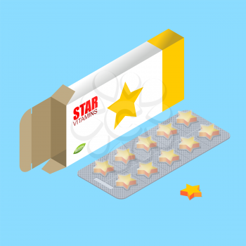 Star vitamins for show business. Tablets in pack for singers and actors. Medical pills
