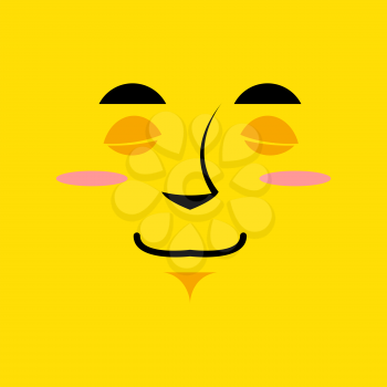 Cartoon cute face an yellow background. Gaiety emotion. Sleeping with broad smile. Cheerful Festive character. soulful personality
