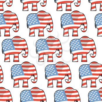 Republican Elephant seamless pattern. Elephant texture. Symbol of a political party in America. Political illustration for elections in America. Texture for election and debate in America. Political b