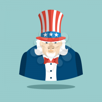 Uncle Sam icon. Patriotic American hero. USA National Male. Illustration for independence day America. USA political figure.