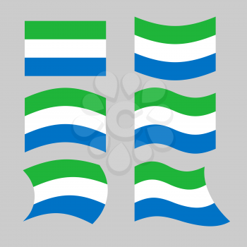 Sierra Leone flag. Set flags Siera Leones Republic in various forms. Developing State flag in West Africa