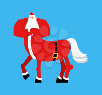Santa Claus centaur. Santa monster. Half man half horse. Christmas illustration
