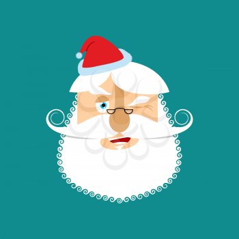 Santa Winks Emoji. Jolly Santa Claus. head of grandfather with beard and mustache isolated. Christmas avatars
