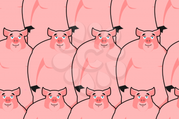 Pig seamless pattern. Piglet background. Farm animal texture. pigs ornament. pink hog