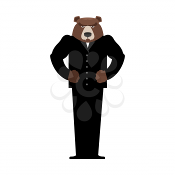 Bear Manager businessman in suit. Wild animal people. Forest predator in human clothes
