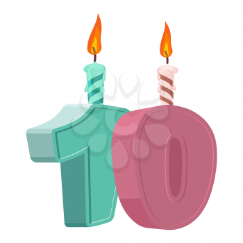 10 years birthday. Number with festive candle for holiday cake. ten Anniversary