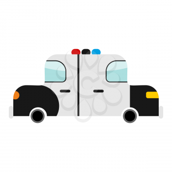 Police car cartoon style isolated. Transport on white background. 
