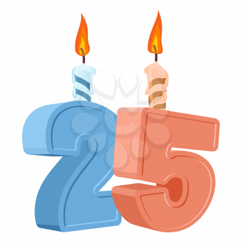 25 years birthday. Number with festive candle for holiday cake. twenty five Anniversary