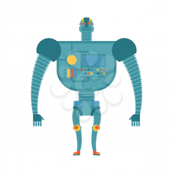 Humanoid robot. Cyborg isolated. Electronic iron man on white background. Artificial intelligence
