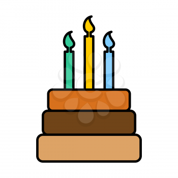 Birthday Cake sign. Logo dessert for holiday. Cake and candles icon