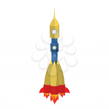 Rocket cartoon style isolated. Spaceship on white background
