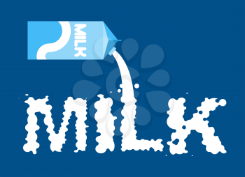Milk lettring. Liquid white letters and packaging of dairy. flowable font
