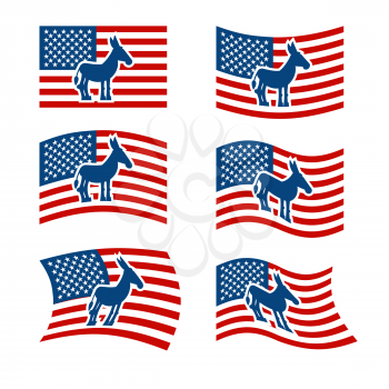 Donkey Flag. Democrat National flag of presidential election in America. State symbol of United States political party
