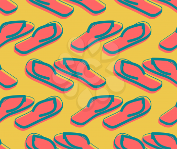 slippers seamless pattern. Summer shoes ornament. Beach Boots background
