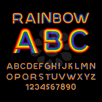 Rainbow font. LGBT letters. ABC for Symbol of gays and lesbians. Alphabet of bisexual and transgender people