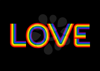 Love is LGBT Rainbow Lettering. Typography letters sign

