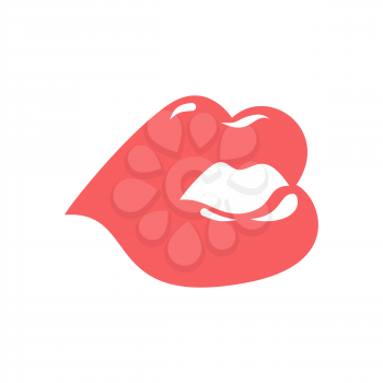 Lips isolated. Pink Kiss on white background
