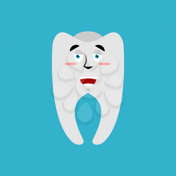 Tooth Happy Emoji. Teeth merry emotion isolated
