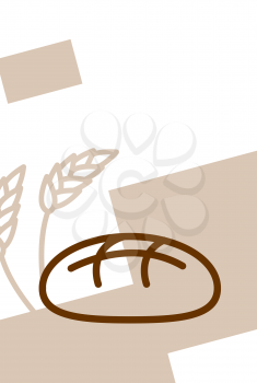 Bakery template design blank, poster. Bread and wheat ears
