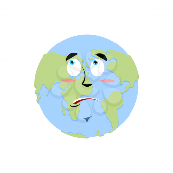 Earth surprise Emoji. Planet  amaze emotion isolated
