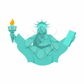 America Yoga. Statue of Liberty in lotus posture. Relaxation and Zen. US yogi
