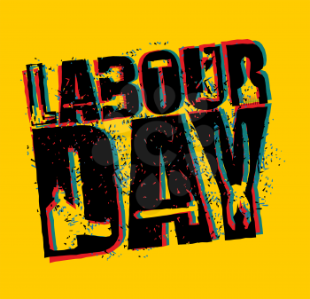 Labor Day emblem of grunge style. International Workers' Day logo. Splashes and scratches.
