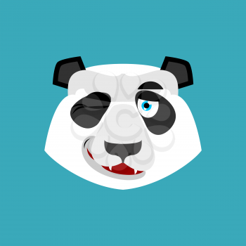 Panda winking Emoji. Chinese bear happy emotion isolated
