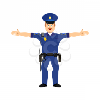 Police officer Happy Emoji isolated. Policeman merry emotion
