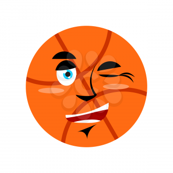 Basketball winking Emoji. Ball happy emotion isolated

