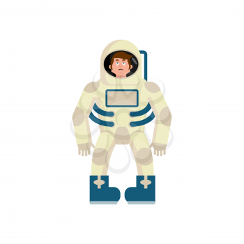 Astronaut sad Emoji. Cosmonaut sorrowful emotion isolated. spaceman

