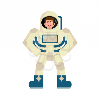 Astronaut angry Emoji. spaceman aggressive emotion isolated
