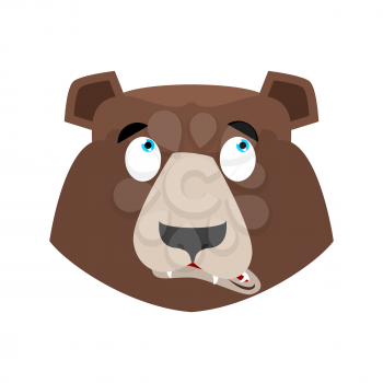 Bear surprised Emoji. grizzly astonished emotion. face Wild animal isolated