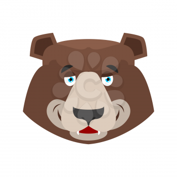 Bear happy Emoji. grizzly merry emotion. face Wild animal isolated