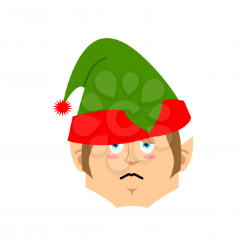 Christmas Elf sad Emoji. Santa helper sorrowful emotion