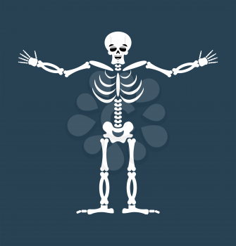 Skeleton happy Emoji. Skull merry emotion isolated. Human bones