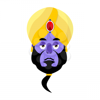 Genie sad Emoji. Magic ghost sorrowful emotion. Arabic magic spirit avatar